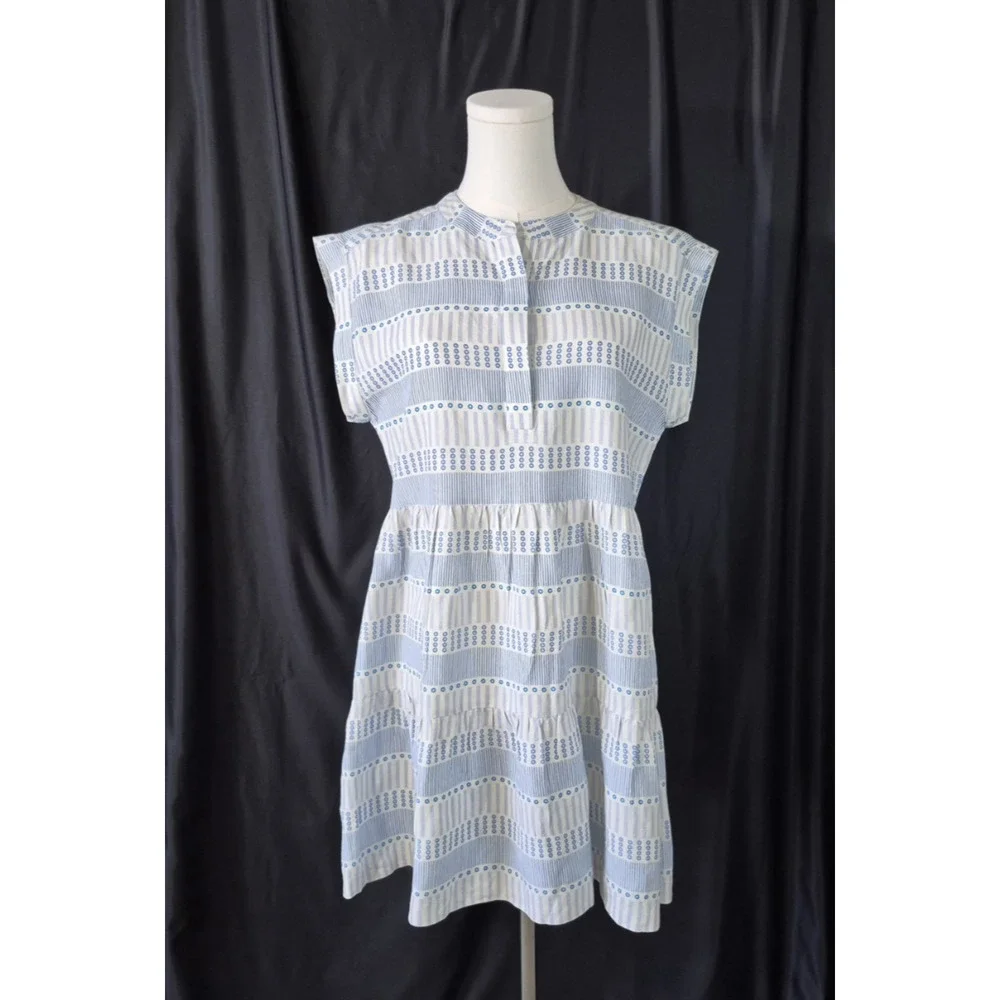 Marie Oliver Womens Lachlan Light Blue Silk Linen Blend Mini Dress